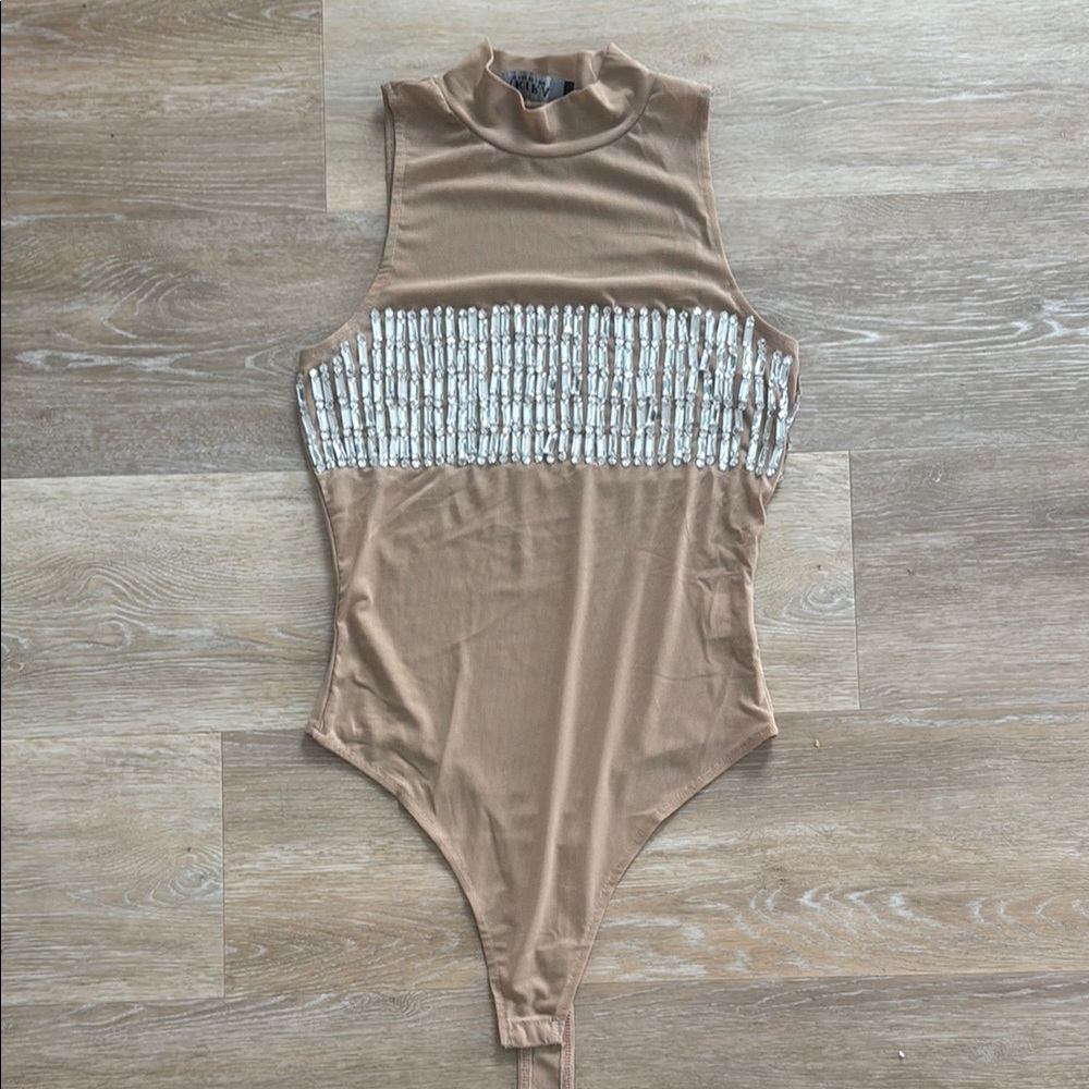 AKIRA Sleeveless Bodysuit with Silver Accents